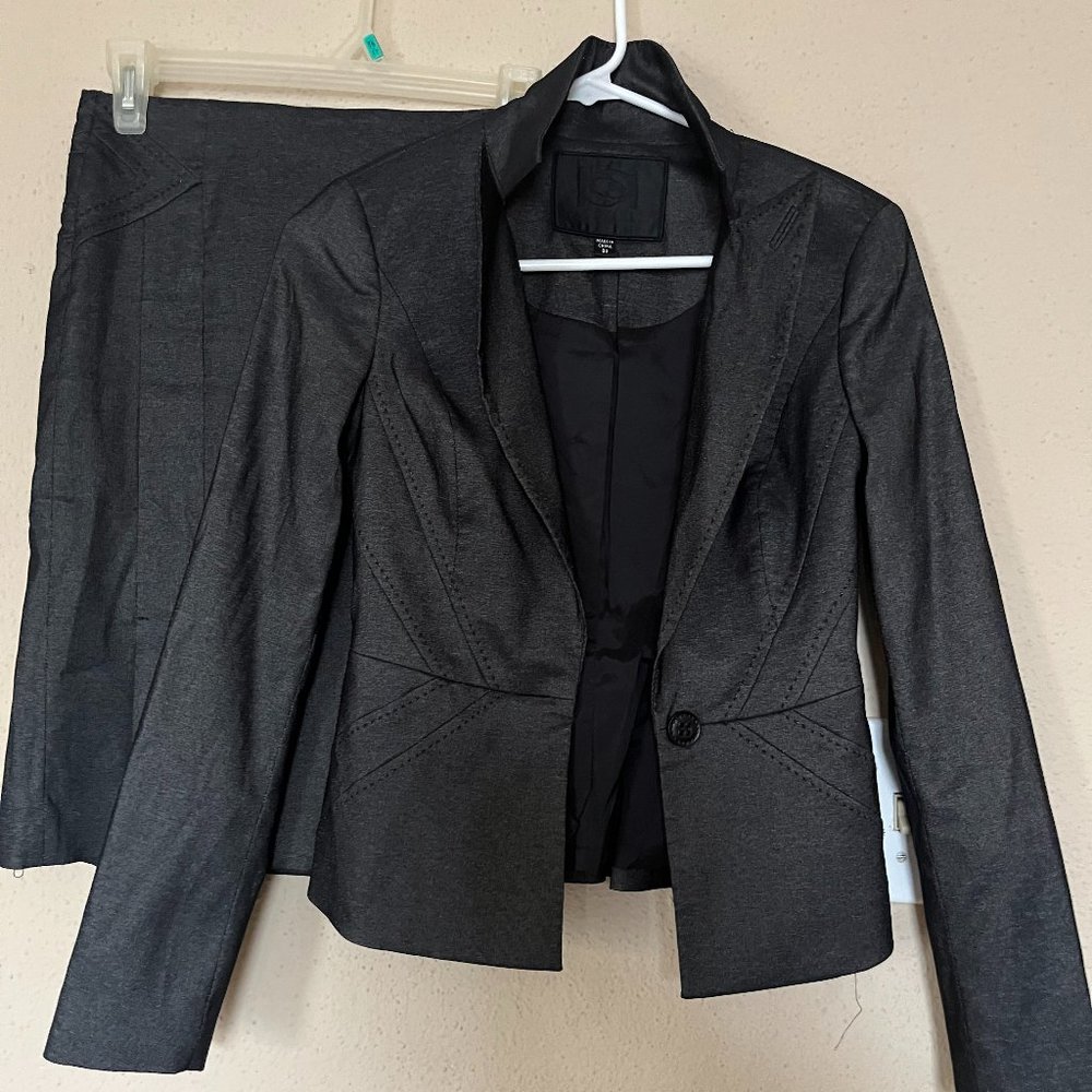 Bebe Charcoal Suit Set 00 Blazer / 0 Skirt